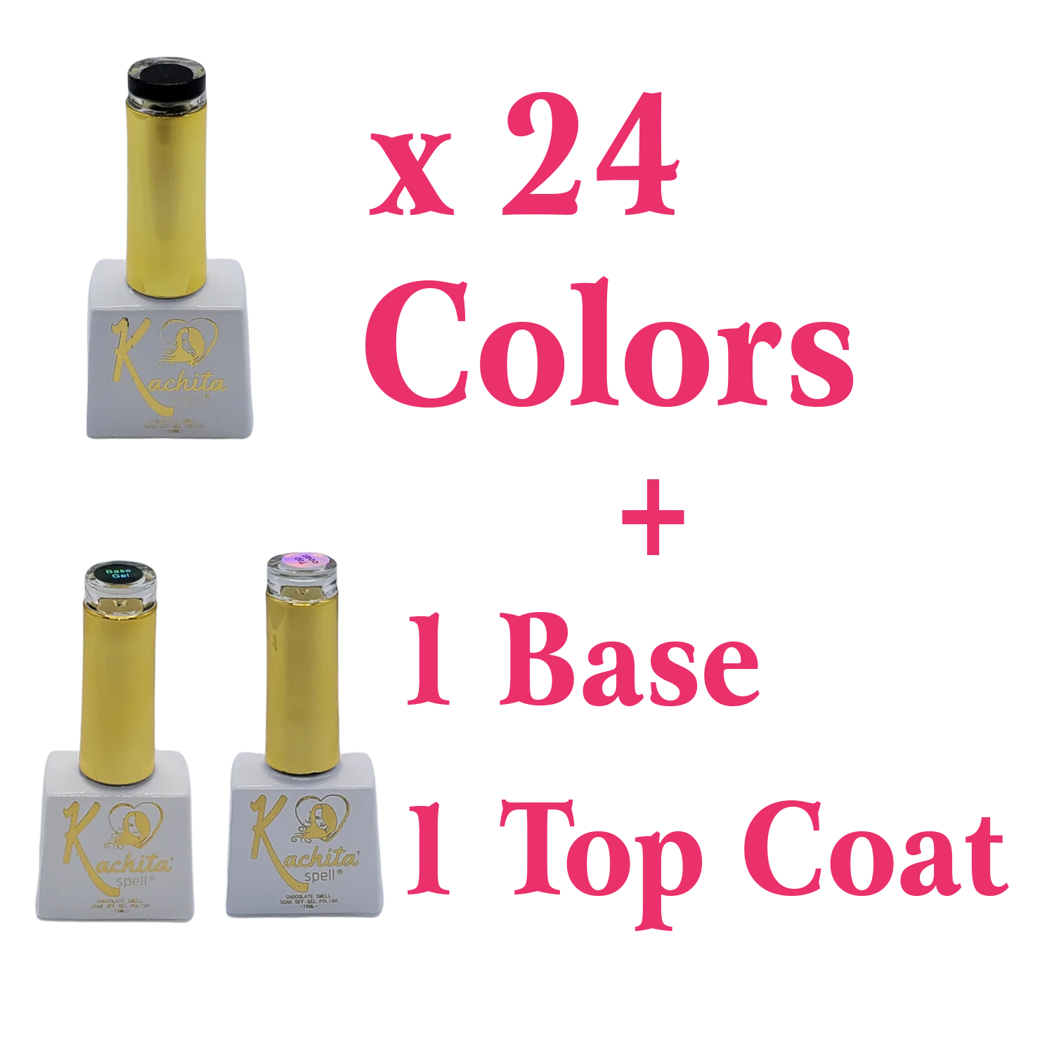 24 Gel Nail Polish + Base + Top Coat