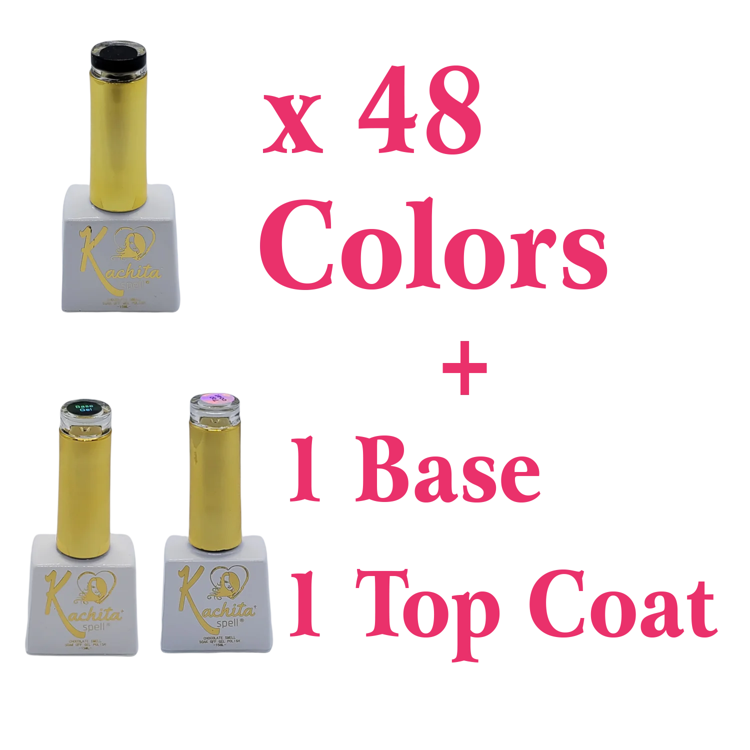 48 Gel Nail Polish + Base + Top Coat
