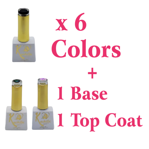 6 Colores de Esmaltes de uñas Gel + Base + Top Coat