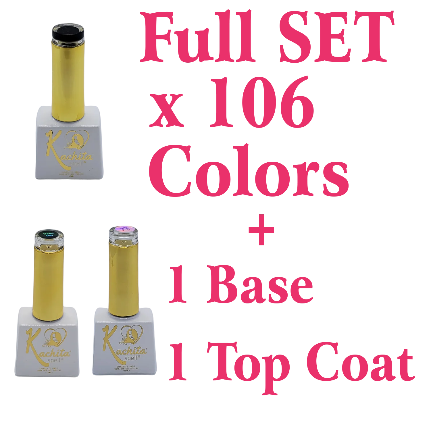 Full Set Gel Nail Polish 106 Colors + Base + Top Coat